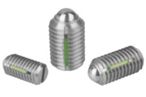Verende drukstukken met gleuf en kogel, rvs, met schroefborging - inch Verende drukstukken met gleuf en kogel, rvs, met schroefborging - inch