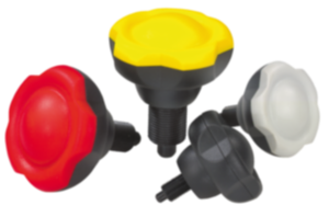 indexing plungers, steel with plastic five lobe grip indexing plungers, steel with plastic five lobe grip
