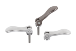 Cam levers, stainless steel with internal or external thread, thrust washer and stud stainless steel Cam levers, stainless steel with internal or external thread, thrust washer and stud stainless steel