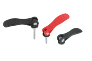 Cam levers, plastic, with internal and external thread, plastic-metal thrust washer and steel or stainless steel stud Cam levers, plastic, with internal and external thread, plastic-metal thrust washer and steel or stainless steel stud