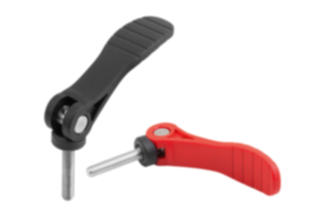 Cam levers, plastic, adjustable with external thread, plastic thrust washer and steel or stainless steel stud Cam levers, plastic, adjustable with external thread, plastic thrust washer and steel or stainless steel stud
