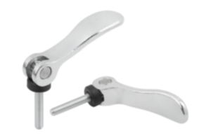 Cam levers, steel, adjustable with external thread, plastic thrust washer and steel stud Cam levers, steel, adjustable with external thread, plastic thrust washer and steel stud