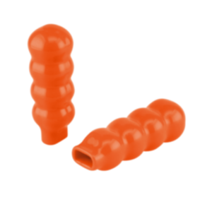 Kunststof grepen, rond met rechthoekige arreteerpen, kleur oranje Kunststof grepen, rond met rechthoekige arreteerpen, kleur oranje