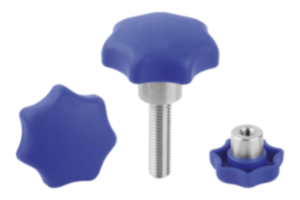 Star grips, plastic, visually detectable with protruding steel bush Star grips, plastic, visually detectable with protruding steel bush