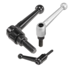 Klemhefboom zinkspuitgietwerk met buitendraad, zwart en zilver, schroefdraadinsert staal gebruineerd Klemhefboom zinkspuitgietwerk met buitendraad, zwart en zilver, schroefdraadinsert staal gebruineerd