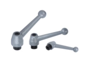Clamping levers, steel, with internal thread, hammer tone enamelled, threaded insert black oxidised steel Clamping levers, steel, with internal thread, hammer tone enamelled, threaded insert black oxidised steel