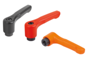 Clamping levers, die-cast zinc, flat with internal thread, threaded insert black oxidised steel Clamping levers, die-cast zinc, flat with internal thread, threaded insert black oxidised steel