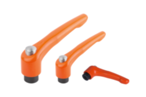 Klemhefboom zinkspuitgietwerk met binnendraad en beschermkap, zijdemat zuiver oranje, schroefdraadinsert staal gezwart Klemhefboom zinkspuitgietwerk met binnendraad en beschermkap, zijdemat zuiver oranje, schroefdraadinsert staal gezwart