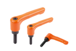 Klemhefboom zinkspuitgietwerk, vlak, met buitendraad, zijdemat zuiver oranje, schroefdraadinsert staal gebruineerd Klemhefboom zinkspuitgietwerk, vlak, met buitendraad, zijdemat zuiver oranje, schroefdraadinsert staal gebruineerd