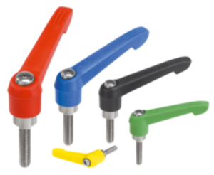 Klemhefboom kunststof met buitendraad en tandring van zink, schroefdraadinsert rvs - inch Klemhefboom kunststof met buitendraad en tandring van zink, schroefdraadinsert rvs - inch