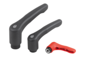 Manette indexable en plastique avec taraudage et fonction de sécurité, insert taraudé en inox Manette indexable en plastique avec taraudage et fonction de sécurité, insert taraudé en inox