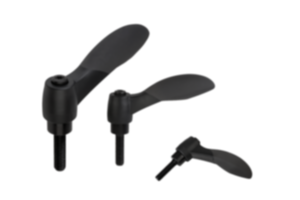 Clamping levers 2K with external thread, threaded pin black oxidised steel Clamping levers 2K with external thread, threaded pin black oxidised steel