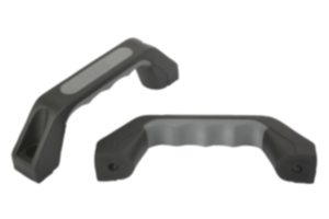 Pull handles, plastic, slanted both sides, with soft inner face Pull handles, plastic, slanted both sides, with soft inner face