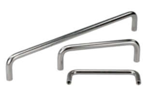 Pull handles, stainless steel 1.4404, vibratory ground round profile, mounted from the rear Pull handles, stainless steel 1.4404, vibratory ground round profile, mounted from the rear