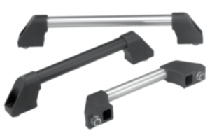 Poignées tubulaires en aluminium avec embout en plastique et biseau des deux côtés Poignées tubulaires en aluminium avec embout en plastique et biseau des deux côtés