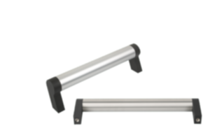 Poignées tubulaires en aluminium avec embout en plastique, obliques Poignées tubulaires en aluminium avec embout en plastique, obliques