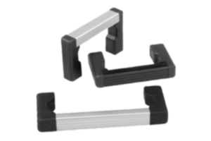 Poignées de manutention en aluminium avec embout en plastique et traverse striée, montage à l’arrière Poignées de manutention en aluminium avec embout en plastique et traverse striée, montage à l’arrière