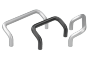 Pull handles, anodised aluminium, rounded angled, round profile Ø10, mounted from the rear Pull handles, anodised aluminium, rounded angled, round profile Ø10, mounted from the rear