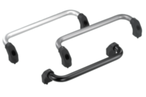 Poignées tubulaires en aluminium coudées avec embout en plastique Poignées tubulaires en aluminium coudées avec embout en plastique