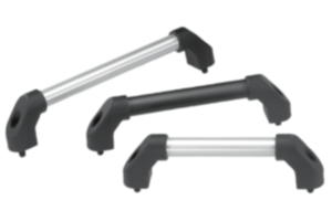 Poignées tubulaires en aluminium avec embout en plastique et biseau des deux côtés Poignées tubulaires en aluminium avec embout en plastique et biseau des deux côtés