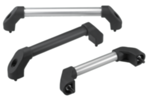 Poignées tubulaires en aluminium ou en inox avec embout en plastique et biseau des deux côtés Poignées tubulaires en aluminium ou en inox avec embout en plastique et biseau des deux côtés