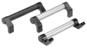Poignées tubulaires en aluminium coudées avec embout en aluminium Poignées tubulaires en aluminium coudées avec embout en aluminium