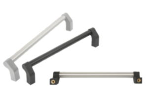 Poignées tubulaires en aluminium coudées avec embout en plastique Poignées tubulaires en aluminium coudées avec embout en plastique