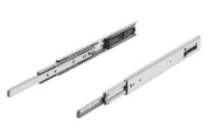 Glissières télescopiques en inox pour montage latéral, extension intégrale, résistance à la charge jusqu’à 90 kg Glissières télescopiques en inox pour montage latéral, extension intégrale, résistance à la charge jusqu’à 90 kg