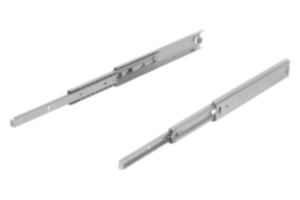 Glissières télescopiques en acier pour montage latéral, extension intégrale, résistance à la charge jusqu'à 124 kg Glissières télescopiques en acier pour montage latéral, extension intégrale, résistance à la charge jusqu'à 124 kg