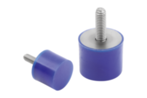 Rubber-metaal-trillingsdemper rvs, type D, cilindrisch met buitendraad blauw FDA-conform Rubber-metaal-trillingsdemper rvs, type D, cilindrisch met buitendraad blauw FDA-conform
