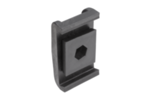 Double clamps, plastic for lateral guides with conical holding profile Double clamps, plastic for lateral guides with conical holding profile