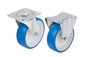 Roulettes pivotantes et fixes en tôle d'acier pour locaux sanitaires Roulettes pivotantes et fixes en tôle d'acier pour locaux sanitaires