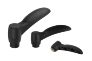 Manette indexable ECO en plastique avec taraudage, insert taraudé en laiton ou en acier passivé bleu Manette indexable ECO en plastique avec taraudage, insert taraudé en laiton ou en acier passivé bleu