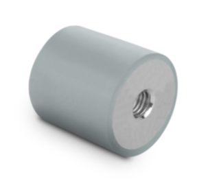 Tampon caoutchouc en inox de type C cylindrique avec taraudage des deux côtés, gris Tampon caoutchouc en inox de type C cylindrique avec taraudage des deux côtés, gris
