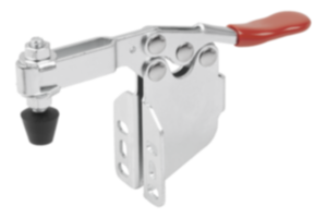 Toggle clamp horizontal with angled foot and adjustable clamping spindle Toggle clamp horizontal with angled foot and adjustable clamping spindle