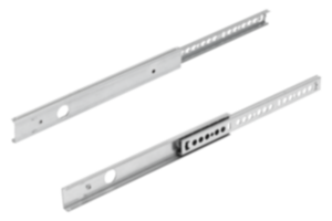 Glissières télescopiques en acier pour montage en rainure, extension partielle, résistance à la charge jusqu'à 12 kg Glissières télescopiques en acier pour montage en rainure, extension partielle, résistance à la charge jusqu'à 12 kg