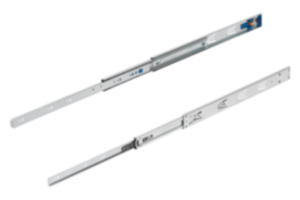 Glissières télescopiques en acier pour montage latéral, extension intégrale, résistance à la charge jusqu'à 35 kg Glissières télescopiques en acier pour montage latéral, extension intégrale, résistance à la charge jusqu'à 35 kg