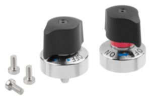 Indexing plungers, steel with plastic twist knob and tapered indexing pin Indexing plungers, steel with plastic twist knob and tapered indexing pin