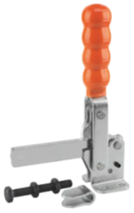 Snelspanner verticaal met horizontale voet en massieve aandrukarm