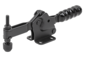 Snelspanner staal zwart, horizontaal met horizontale voet en instelbare aandrukspindel