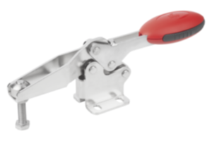 Snelspanner horizontaal met horizontale voet en verstelbare aandrukspindel, rvs