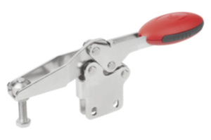 Snelspanner horizontaal met verticale voet en verstelbare aandrukspindel, rvs