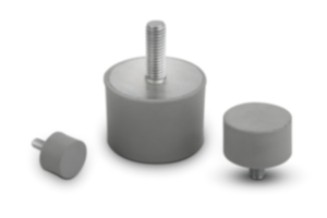 Rubber-metaal-trillingsdemper rvs type D rond met buitendraad, grijs
