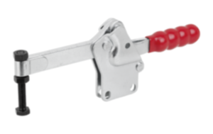 Snelspanner horizontaal met verticale voet en massieve aandrukarm