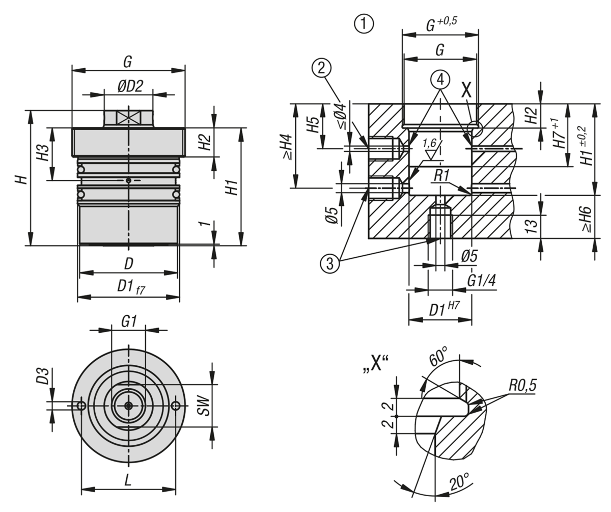 inschroefcilinder hydraulisch dubbelwerkend