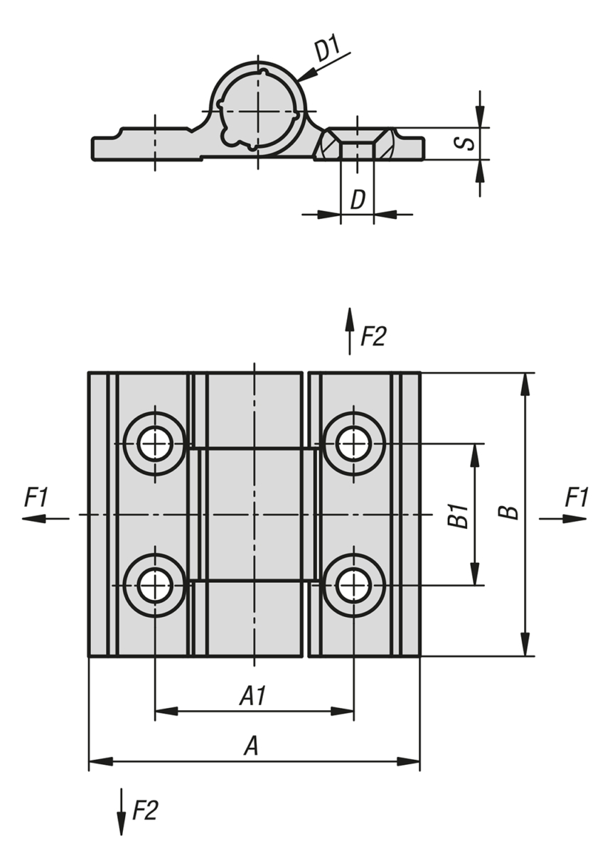 Veerscharnieren Aluminiumprofiel-spanveerscharnieren 0,50 Nm