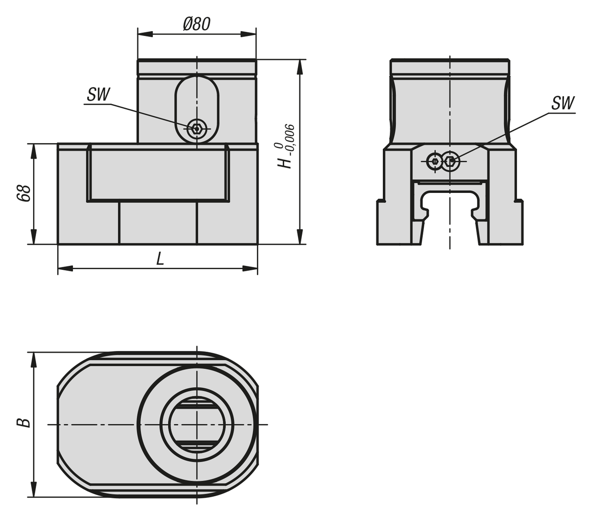 UNILOCK 5-as-basismodule VARIO systeemgrootte 80 mm