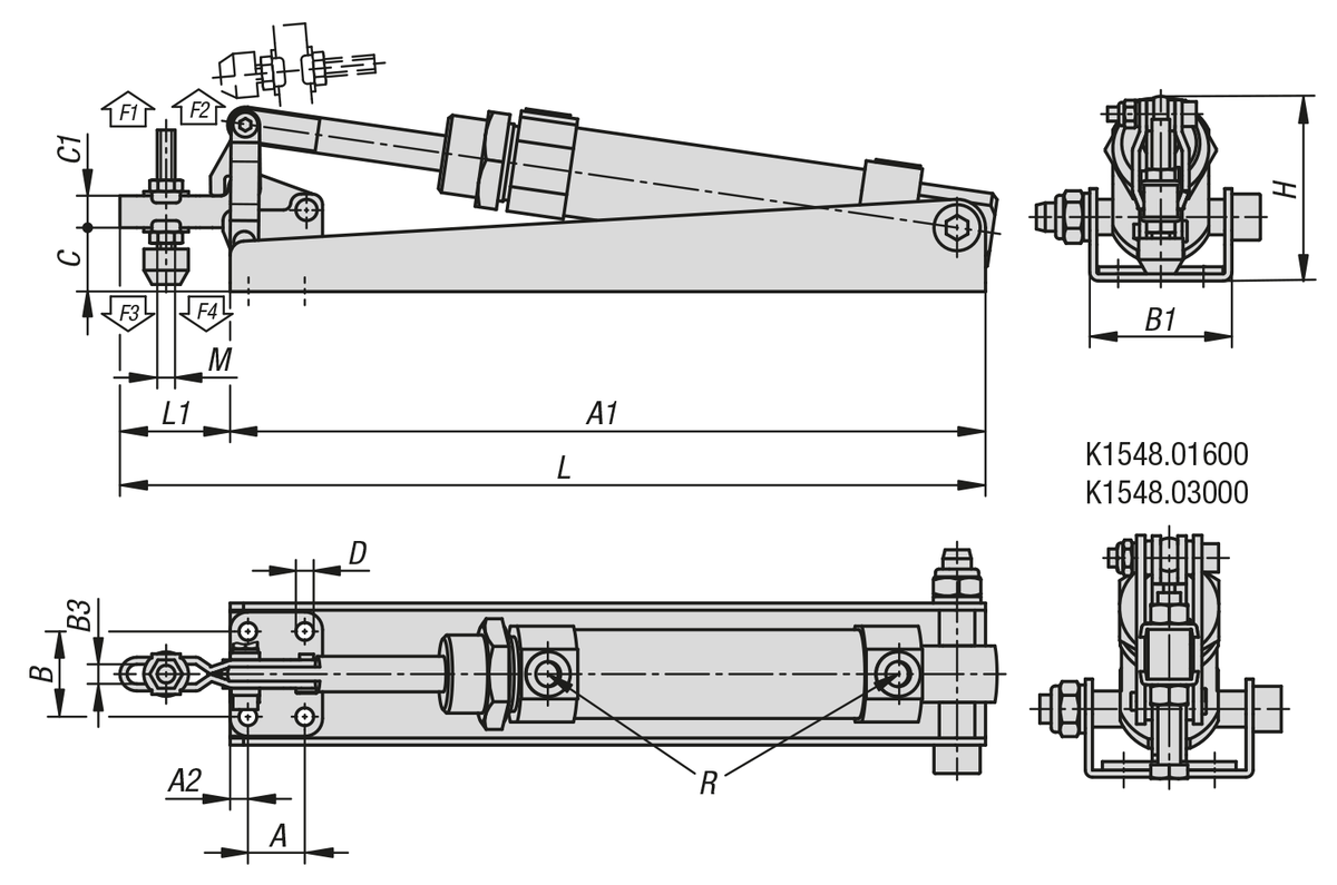 Pneumatische spanner horizontaal